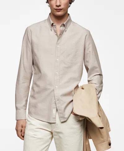 Mango Men's Regular Fit Oxford Cotton Shirt In Khaki