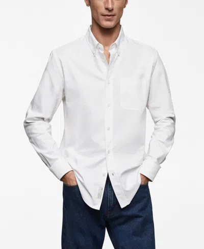 Mango Men's Regular Fit Oxford Cotton Shirt In White