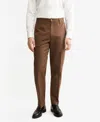Mango Regular Fit Pleated Stretch Cotton Pants In Brown