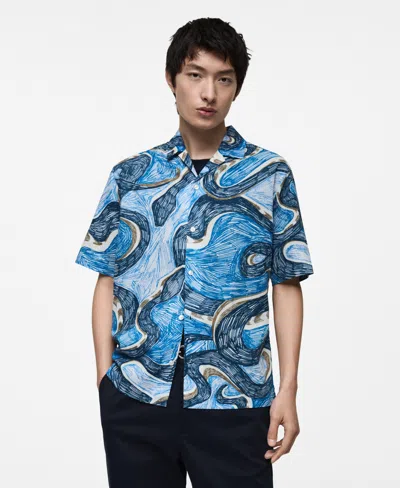 Mango Men's Regular-fit Printed Shirt In Blue