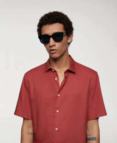 Mango Men's Regular-fit Short-sleeved Shirt In Red