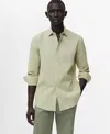 Mango Regular Fit Textured Stripe Button-up Shirt In Green