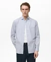 Mango Regular Fit Pinstripe Cotton Button-up Shirt In Blue