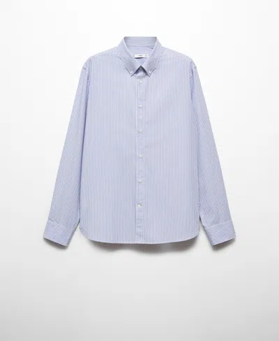 Mango Men's Regular Fit Striped Cotton Shirt In Blue