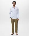 Mango Men's Regular Fit Striped Cotton Shirt In White