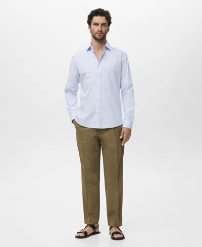 Mango Men's Regular Fit Striped Cotton Shirt In White