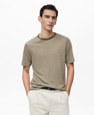 Mango Men's Regular-fit Striped T-shirt In Green