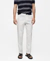 Mango Regular Fit Structure Cotton Trousers Off White In Off White
