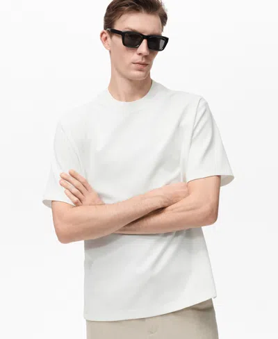 Mango Men's Regular-fit Textured T-shirt In White