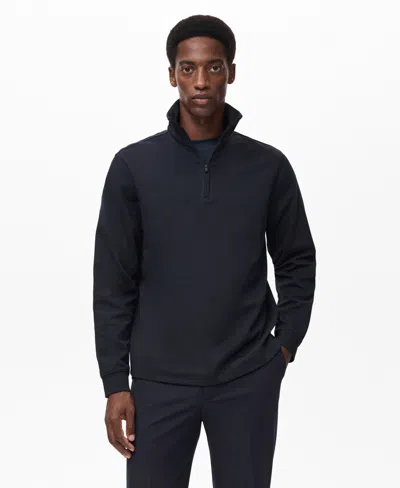 Mango Men's Regular-fit Zipper Technical Sweatshirt In Blue