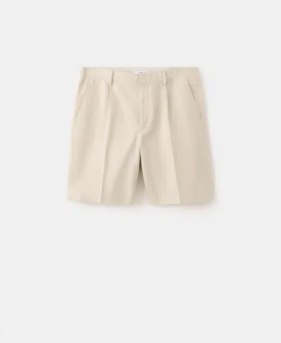 Mango Men's Regular-fit Cotton-linen 9.37" Bermuda Shorts In Neutral
