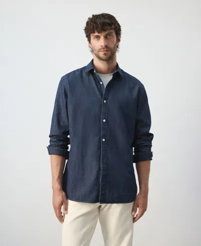 Mango Men's Regular-fit Cotton-linen Denim Shirt In Blue