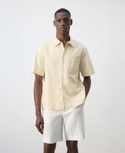 Mango Men's Regular-fit Cotton-linen-blend Shirt In Vanilla