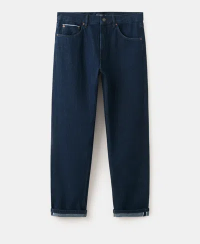 Mango 100% Cotton Regular Fit Cropped Jeans Open Blue
