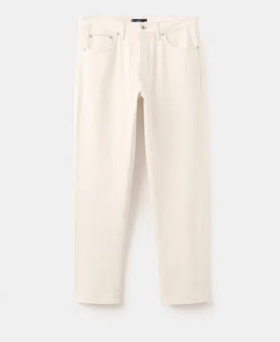 Mango 100% Cotton Regular Fit Cropped Jeans Off White