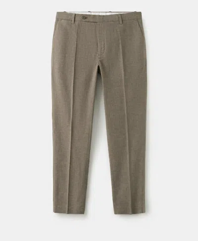 Mango Men's Regular-fit Houndstooth Linen-blend Pants In Brown