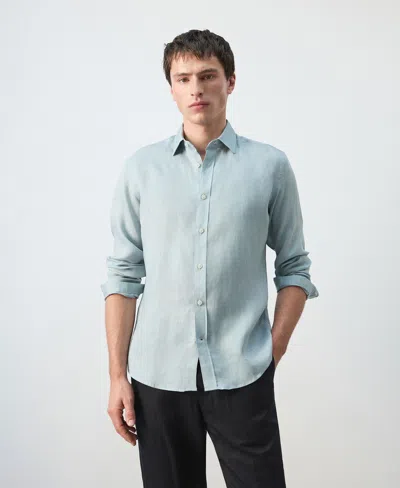 Mango X Casper Ruud Regular Fit Linen Button-up Shirt In Blue