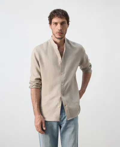Mango X Casper Ruud Regular Fit Linen Button-up Shirt In Neutral