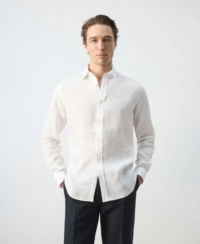 Mango X Casper Ruud Regular Fit Linen Button-up Shirt In White