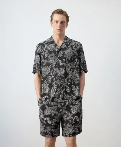 Mango Retro Paisly Print Shirt Co-ord In Black