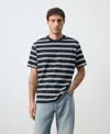 Mango Men's Regular-fit Striped T-shirt In Black