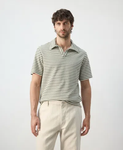 Mango Men's Regular-fit Textured Striped Polo In Green