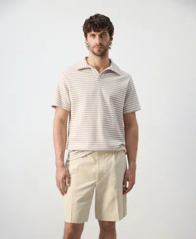 Mango Men's Regular-fit Textured Striped Polo In Neutral