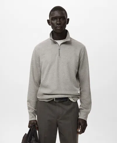 Mango Men's Regular-fit Zipper-neck Sweatshirt In Brown