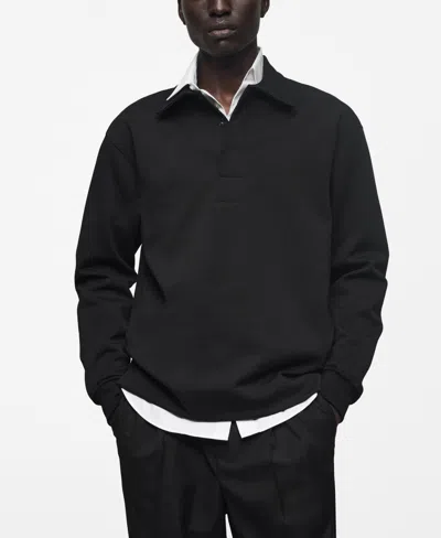 Mango Men's Relaxed-fit Cotton Polo Shirt In Black