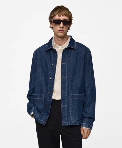 Mango Men's Relaxed-fit Denim Overshirt In Dark Blue
