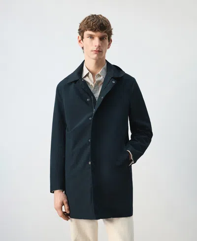 Mango Men's Removable Hood Water-repellent Parka In Blue