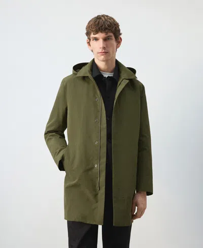 Mango Men's Removable Hood Water-repellent Parka In Green