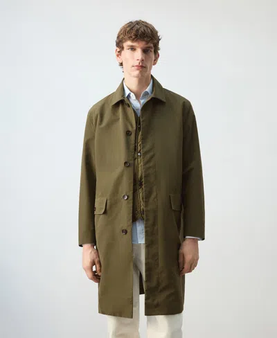 Mango Men's Removable Water-repellent Parka In Green