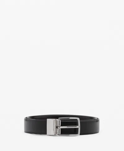 Mango Men's Reversible Suit Leather Belt In Black
