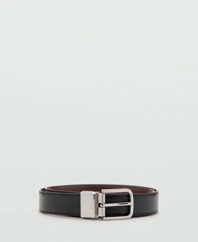 Mango Men's Reversible Suit Leather Belt In Black