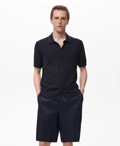 MANGO MEN'S RIB-KNIT SHIRT