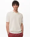 Mango Rib Johnny Collar Polo In White