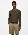 Mango Ribbed Cotton Knitted Sweater Khaki In Khaki