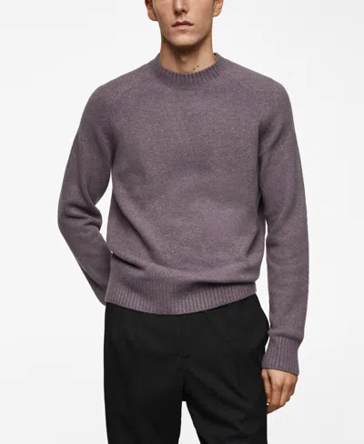 Mango Men's Ribbed Details Knitted Sweater In Lavender