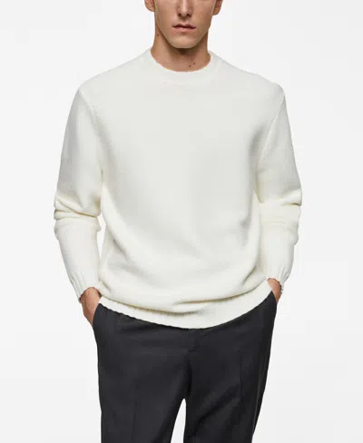 Mango Men's Ribbed Details Knitted Sweater In Off White
