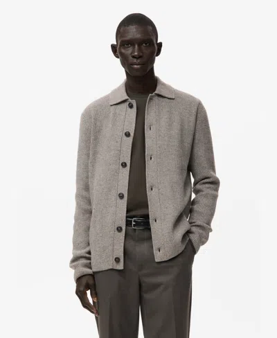 Mango Men's Ribbed Knit Cardigan In Neutral
