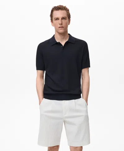 Mango Men's Ribbed Knit Polo Shirt In Black