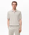 Mango Ribbed Polo Sweater In Gray