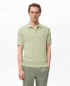 Mango Ribbed Polo Sweater In Green
