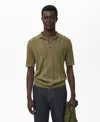 Mango Rib Johnny Collar Polo In Green