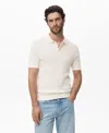 Mango Men's Ribbed Knit Polo Shirt In White