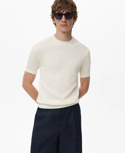 Mango Men's Ribbed Knit T-shirt In Neutral