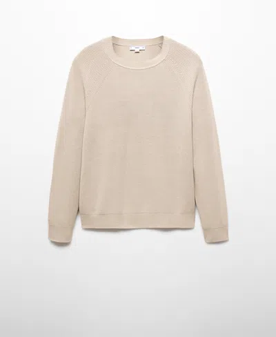 Mango Men's Ribbed Round-neck Sweater In Neutral