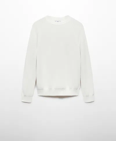 Mango Men's Ribbed Round-neck Sweater In Off White