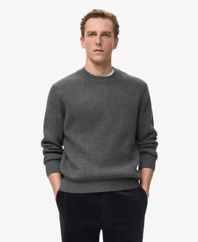 Mango Men's Ribbed Wool-blend Sweater In Gray